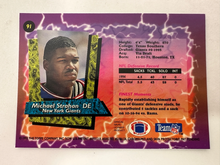 1995 Topps Finest Refractor Football Cards [Photo 13]