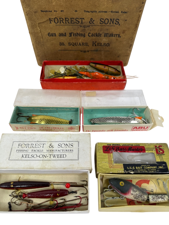 Vintage Collection Of Fishing Lures And Tackle Including Forrest & Sons, ABU Svangsta and L&S Bass Master - Some With Original Boxes