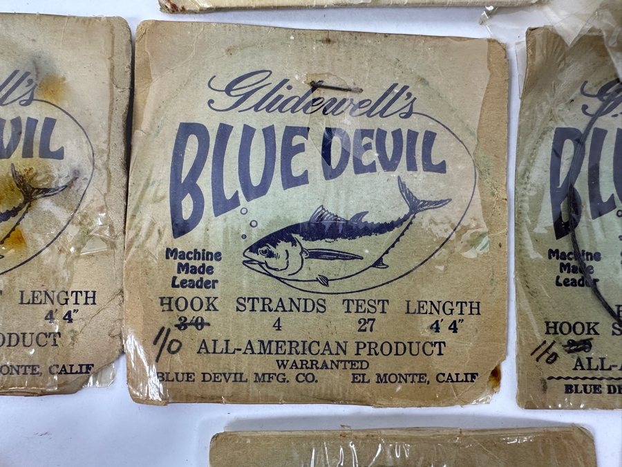 Vintage Mid Century Collection Of Fishing Tackle And Line Leaders, Featuring Glidewell's 'Blue Devil' And Catalina Tuna - Some in Original Packaging [Photo 2]