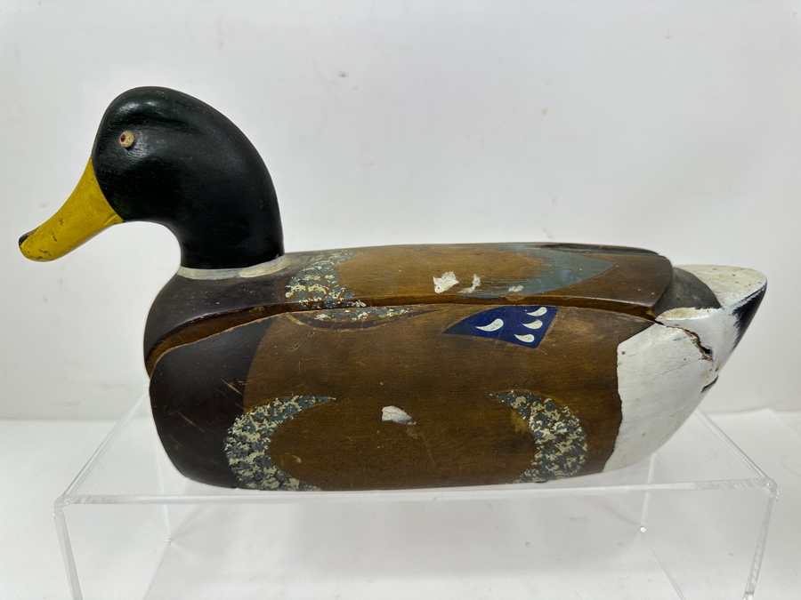 Vintage Hand-Painted Wooden Mallard Drake Duck Decoy Phone 13'W x 6.5'H [Photo 3]