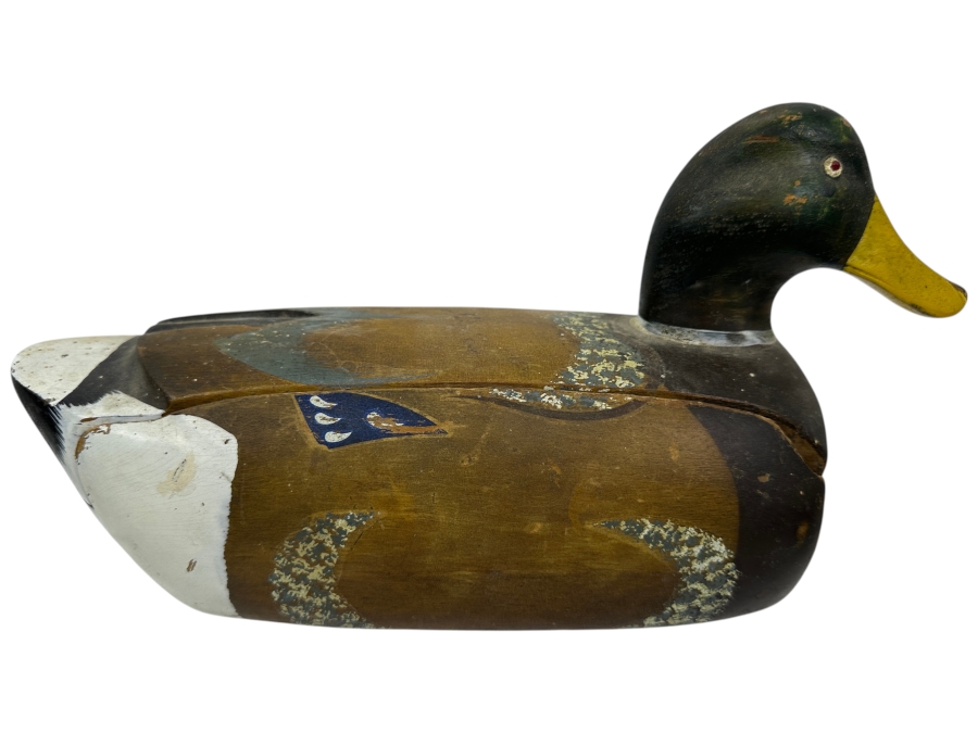 Vintage Hand-Painted Wooden Mallard Drake Duck Decoy Phone 13'W x 6.5'H