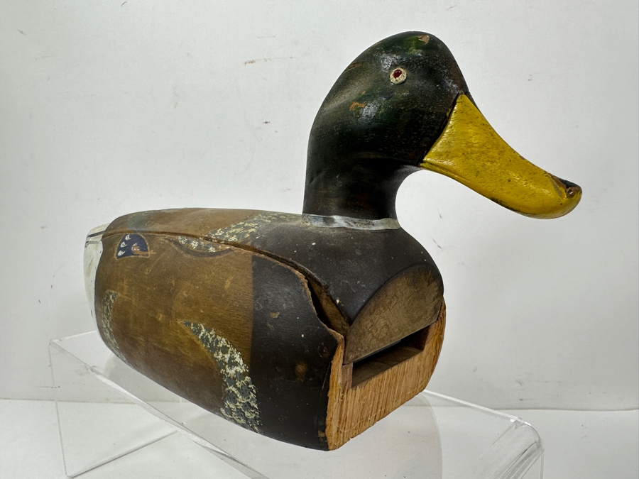 Vintage Hand-Painted Wooden Mallard Drake Duck Decoy Phone 13'W x 6.5'H [Photo 2]