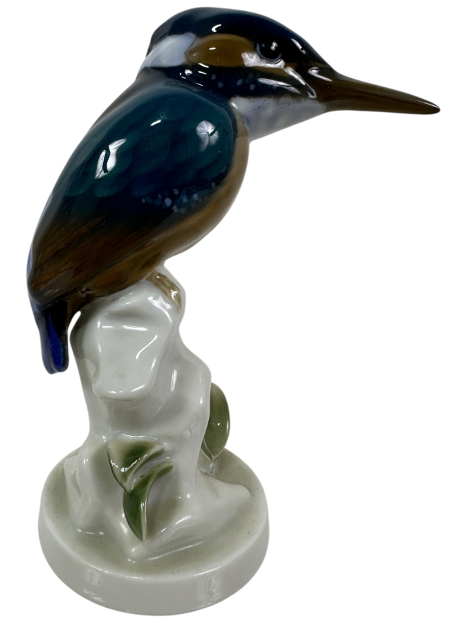 Vintage Rosenthal Porcelain Figurine Of A Kingfisher Bird Designed By Josef Fischer In 1926 4.5'H
