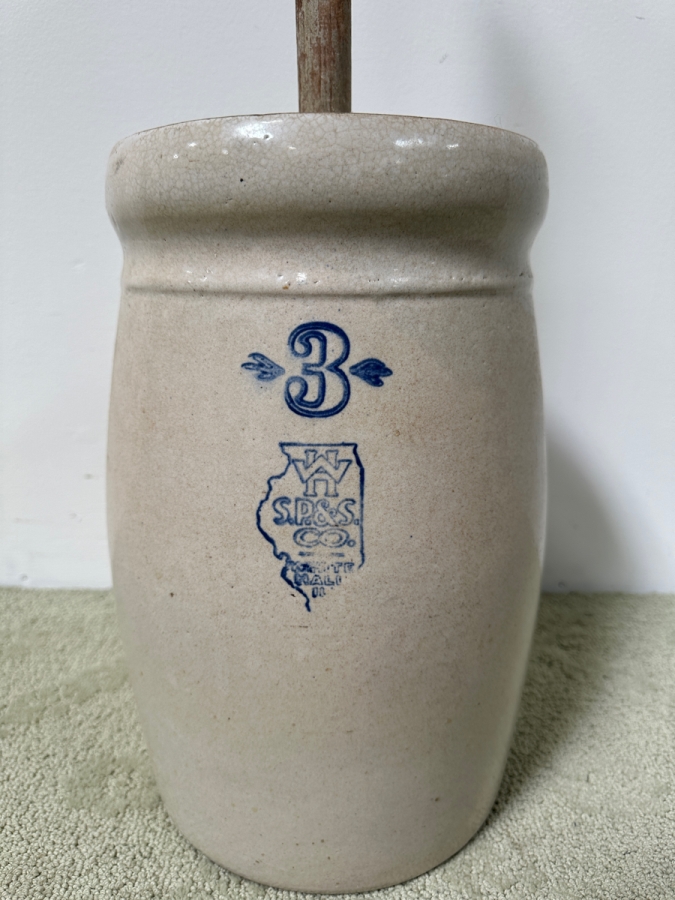 Antique Western Stoneware Company 3-Gallon Stoneware Butter Churn 29.5'H [Photo 4]