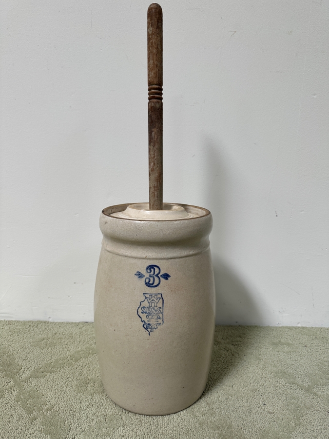 Antique Western Stoneware Company 3-Gallon Stoneware Butter Churn 29.5'H [Photo 2]