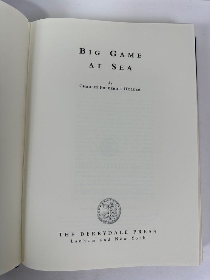 Limited Edition Hardcover Book Big Game At Sea By Charles Frederick Holder Numbered 307 Of 500 First Derrydale Edition 2000 [Photo 5]