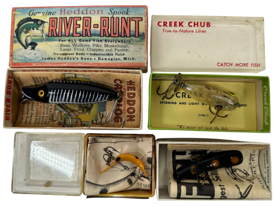 (4) Vintage Fishing Lures With Original Boxes And Instructions