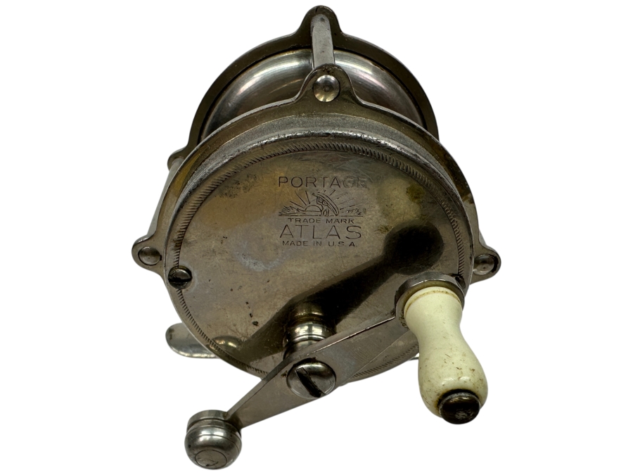 Vintage Atlas Portage Fishing Reel, Made in USA
