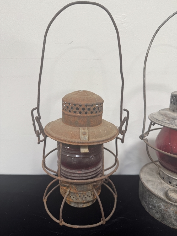 Just Added - Antique Handlan St. Louis Lantern and Adlake Kero Railroad Lantern Used for Signaling 16'H [Photo 2]