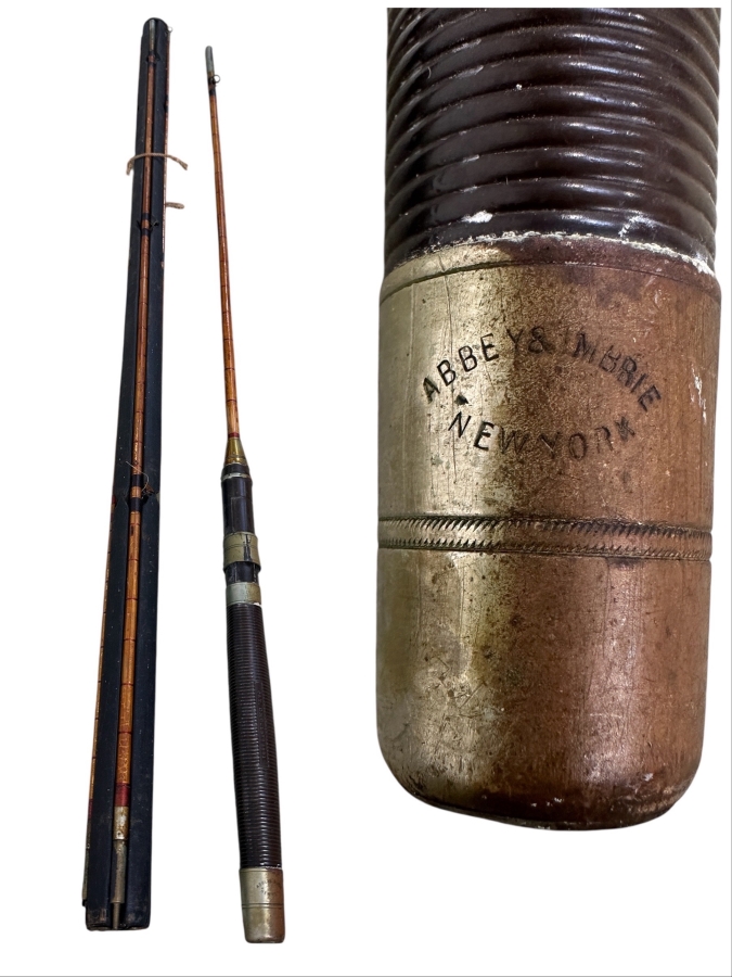 Antique Abbey & Imbrie New York Bamboo Fly Fishing Rod Pole 1881 Patent Date