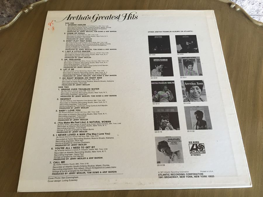 Aretha Franklin ‎- Aretha's Greatest Hits - Atlantic ‎- SD 8295 [Photo 2]