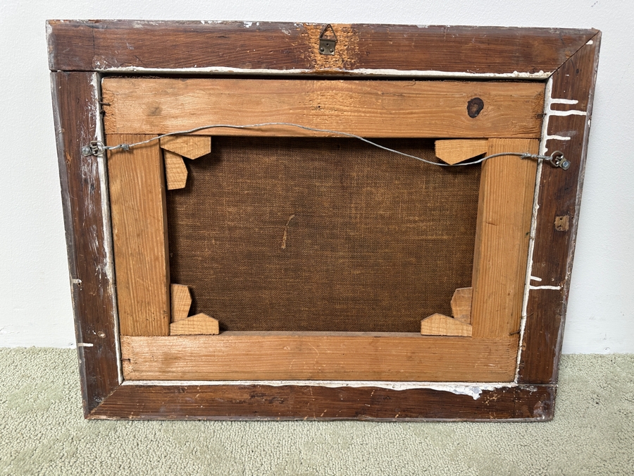 Just Added - Antique Original Oil Painting On Canvas Of A Monk Surrounded By Angels From A Rancho Santa Fe Estate Tied To Rome, Italy 19 X 14 Framed 23 X 18 [Photo 10]