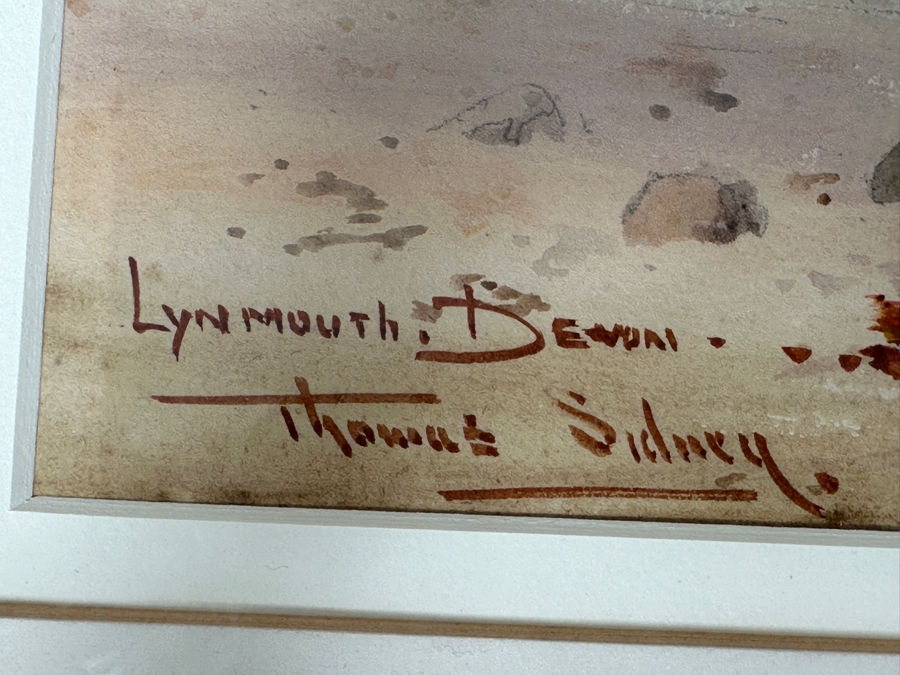Just Added - Thomas Sidney (19/20th Century, United Kingdom) Original Watercolor Painting On Paper Titled 'Lynmouth Devon' 24 X 9 Framed 31.5 X 17 [Photo 6]