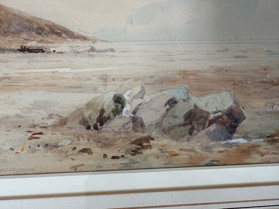 Just Added - Thomas Sidney (19/20th Century, United Kingdom) Original Watercolor Painting On Paper Titled 'Lynmouth Devon' 24 X 9 Framed 31.5 X 17 [Photo 4]