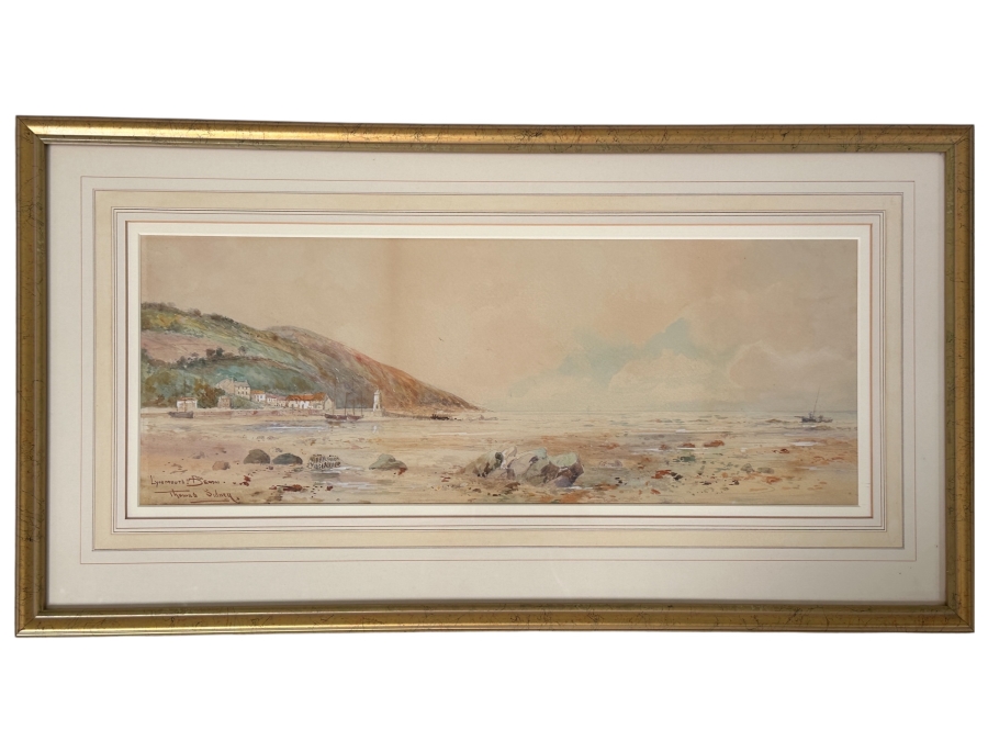 Just Added - Thomas Sidney (19/20th Century, United Kingdom) Original Watercolor Painting On Paper Titled 'Lynmouth Devon' 24 X 9 Framed 31.5 X 17 [Photo 2]