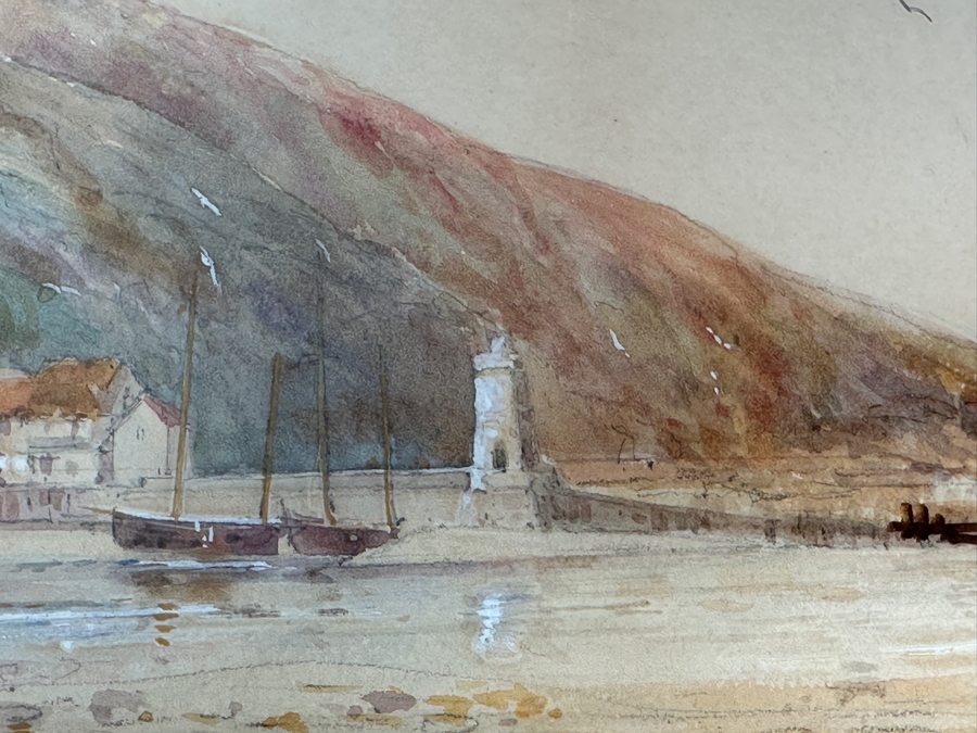 Just Added - Thomas Sidney (19/20th Century, United Kingdom) Original Watercolor Painting On Paper Titled 'Lynmouth Devon' 24 X 9 Framed 31.5 X 17 [Photo 8]