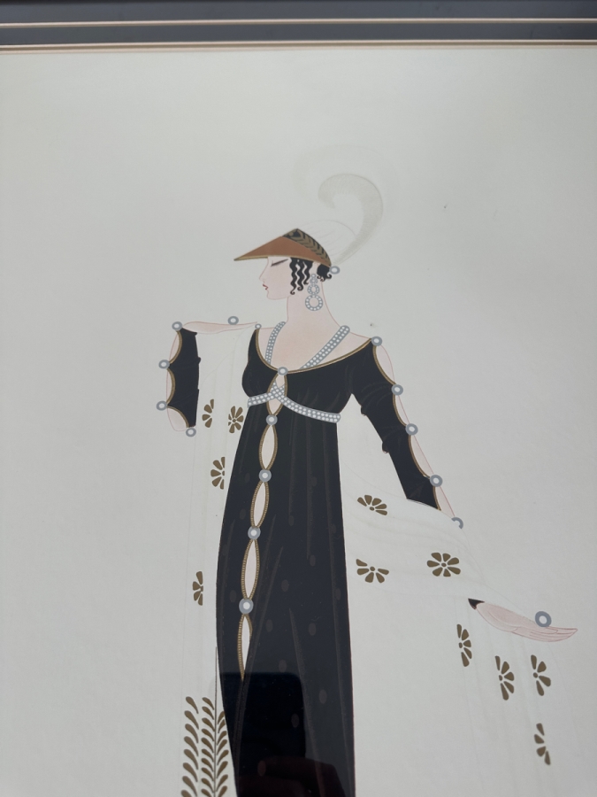 Just Added - Vintage Erte (Romain De Tirtoff) Art Deco Lithograph Poster Titled 'Directoire' 24 X 32 Framed 32 X 41 [Photo 5]