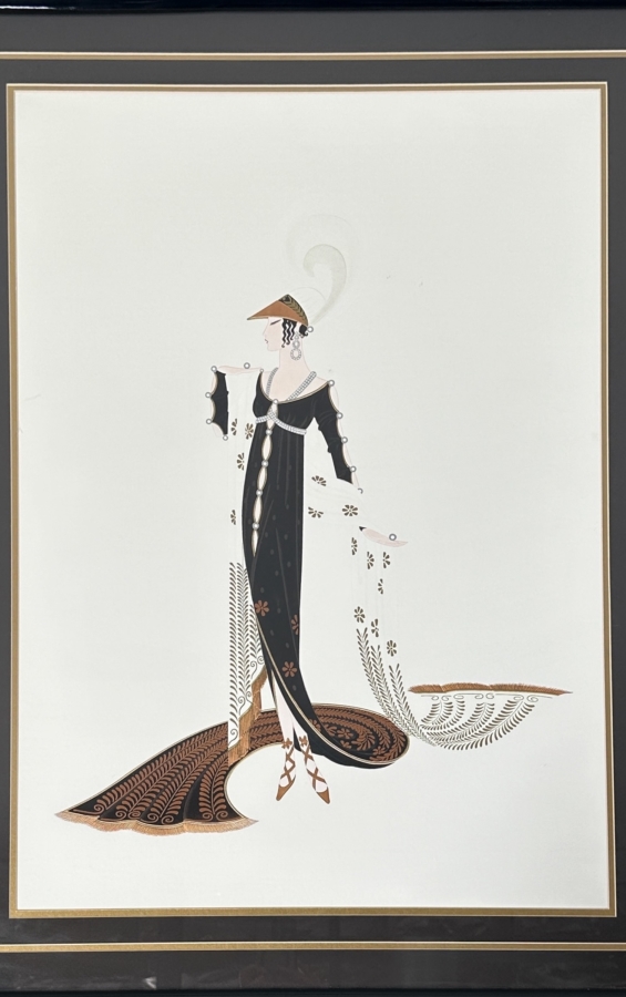 Just Added - Vintage Erte (Romain De Tirtoff) Art Deco Lithograph Poster Titled 'Directoire' 24 X 32 Framed 32 X 41