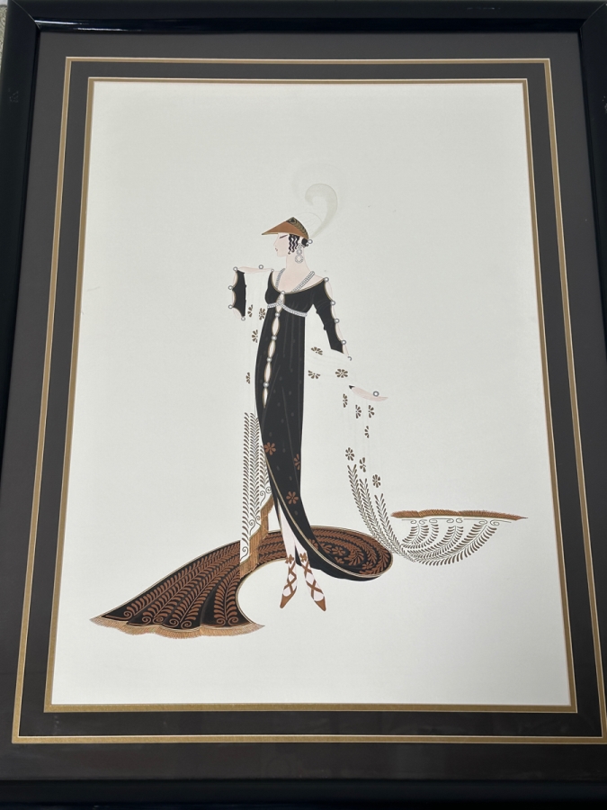 Just Added - Vintage Erte (Romain De Tirtoff) Art Deco Lithograph Poster Titled 'Directoire' 24 X 32 Framed 32 X 41 [Photo 4]