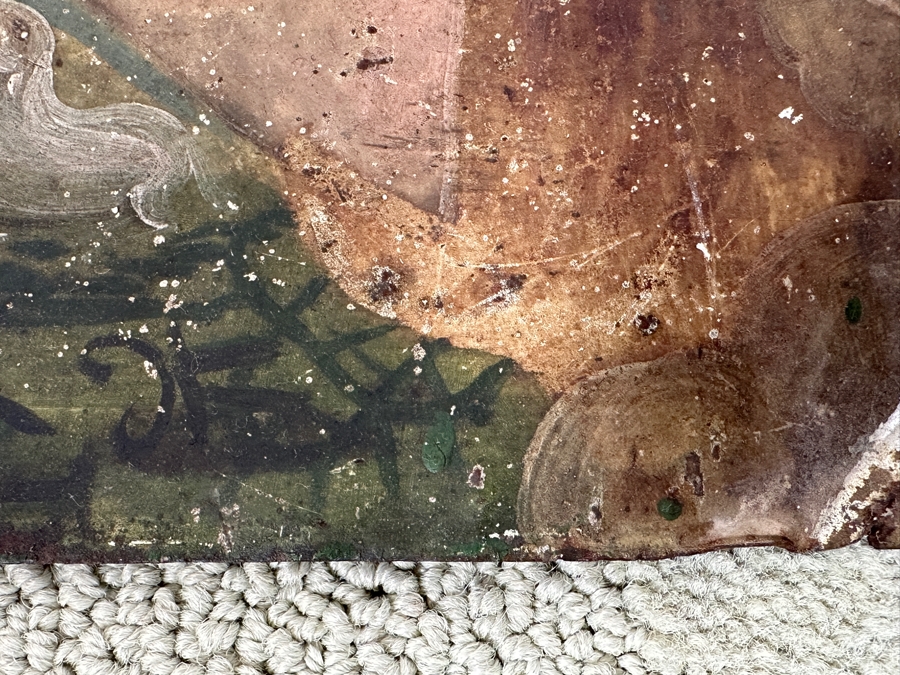 Just Added - Rare Original Antique Religious Retablo Oil On Tin Painting From Mexico Jesus's Communion 'Mano Poderosa' The Mighty Hand Of God 10 X 14 [Photo 8]