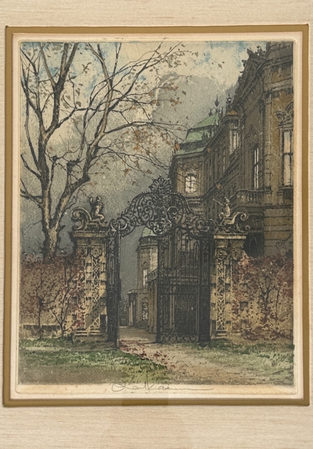 Just Added - Robert Kasimir (1914-2002, Austrian) Color Etching On Paper Titled 'Belvedere' 16 X 20 Framed 25 X 30