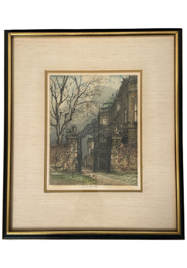 Just Added - Robert Kasimir (1914-2002, Austrian) Color Etching On Paper Titled 'Belvedere' 16 X 20 Framed 25 X 30 [Photo 2]