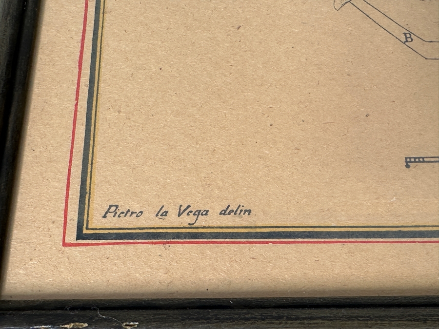 Just Added - Vintage Print Titled 'Exterior View And Flanks Of A Ship With Three Rows Of Oars' Depicting A Roman Trireme Under Sail 35 X 25 [Photo 8]