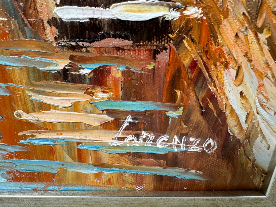 Just Added - Original Oil Painting On Canvas Of A Venetian Canal Scene By Lorenzo 24 X 32 [Photo 4]