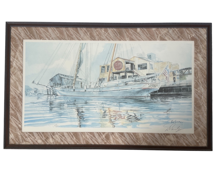 Just Added - Hand Signed Limited Edition Scott Kennedy Print Western Canners Co Restaurant Newport Beach Numbered 235 Of 250 38 X 21 Framed 46 X 29 [Photo 2]