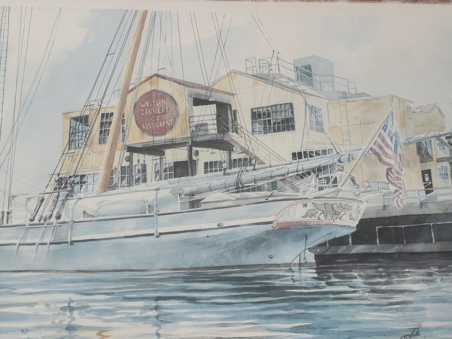 Just Added - Hand Signed Limited Edition Scott Kennedy Print Western Canners Co Restaurant Newport Beach Numbered 235 Of 250 38 X 21 Framed 46 X 29 [Photo 3]