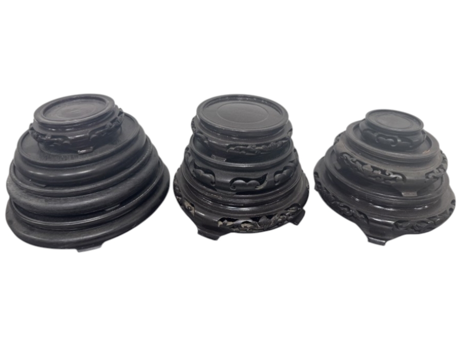 Just Added - Chinese Wooden Hand-Carved Pedestal Display Stands 3'W - 9'W