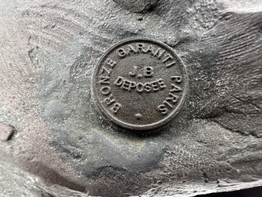 Just Added - Bronze Sculpture On Marble Base Of A Hunting Dog Signed A. Cain - J. B. Deposee Paris Foundry Stamp 12'W X 5'D X 9.5'H [Photo 9]