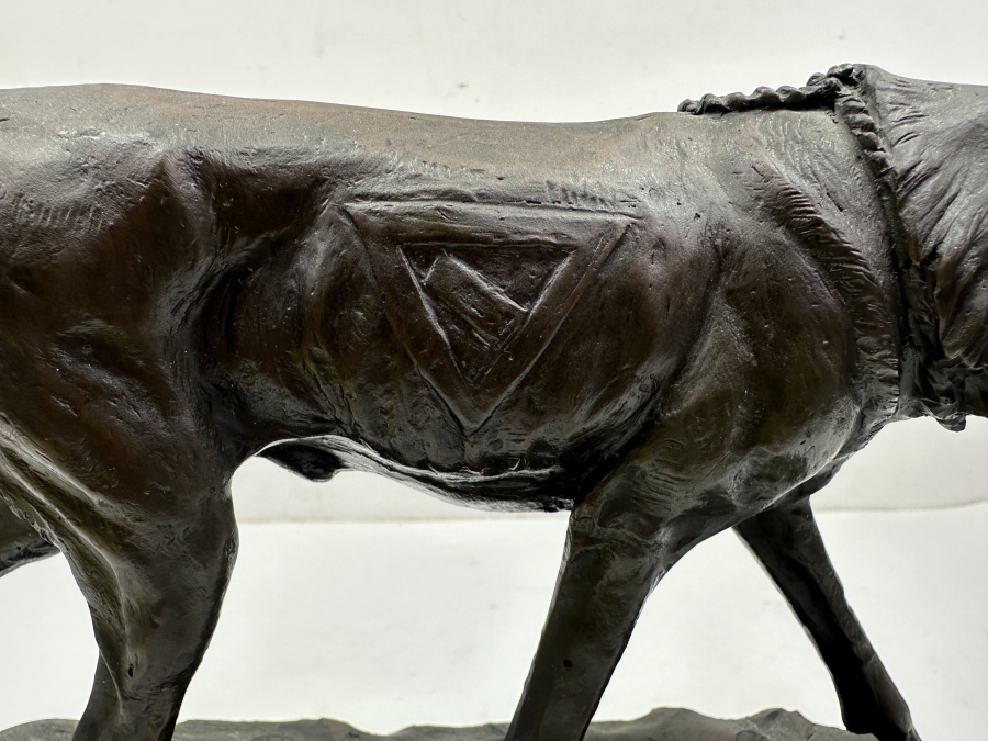 Just Added - Bronze Sculpture On Marble Base Of A Hunting Dog Signed A. Cain - J. B. Deposee Paris Foundry Stamp 12'W X 5'D X 9.5'H [Photo 2]