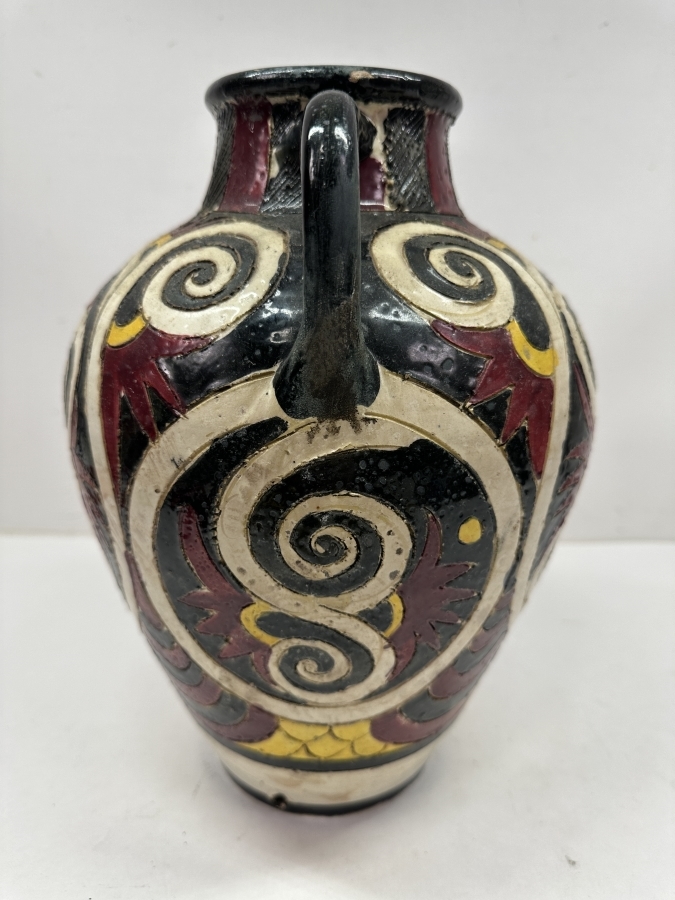 Just Added - Vintage Italian Hand Painted Ceramic Pottery Vase With Hole Drilled Into The Bottom For Use As A Lamp 12'H [Photo 3]