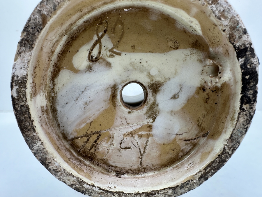 Just Added - Vintage Italian Hand Painted Ceramic Pottery Vase With Hole Drilled Into The Bottom For Use As A Lamp 12'H [Photo 6]