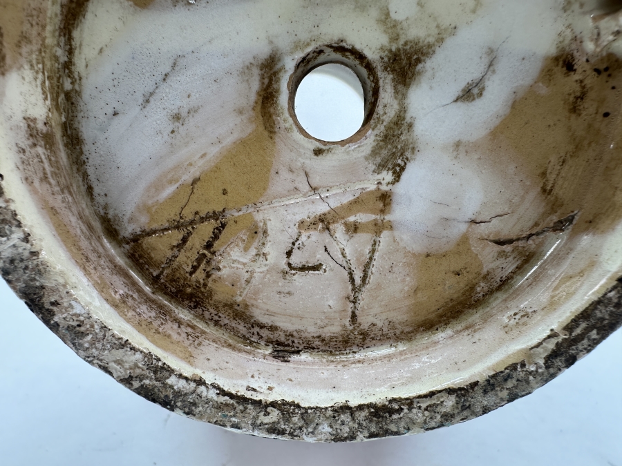 Just Added - Vintage Italian Hand Painted Ceramic Pottery Vase With Hole Drilled Into The Bottom For Use As A Lamp 12'H [Photo 7]