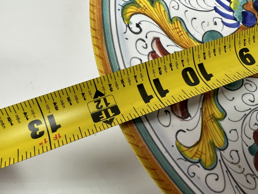 Just Added - Italian Deruta, Italy Hand Painted Ceramic Cake Stand With Classic 'Raffaellesco' Pattern 12'W X 3.5'H [Photo 7]