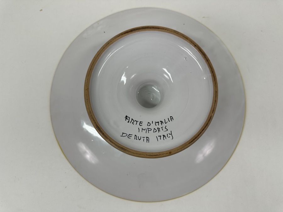 Just Added - Italian Deruta, Italy Hand Painted Ceramic Cake Stand With Classic 'Raffaellesco' Pattern 12'W X 3.5'H [Photo 5]