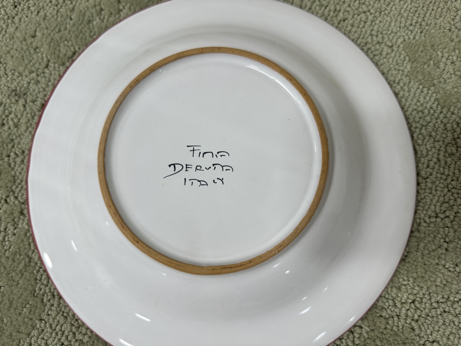Just Added - Italian Deruta, Italy Hand Painted Ceramic (6) 10' Plates, (6) 9.5' Bowls And (1) Handled Dish [Photo 9]
