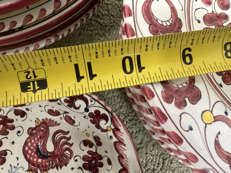 Just Added - Italian Deruta, Italy Hand Painted Ceramic (6) 10' Plates, (6) 9.5' Bowls And (1) Handled Dish [Photo 10]