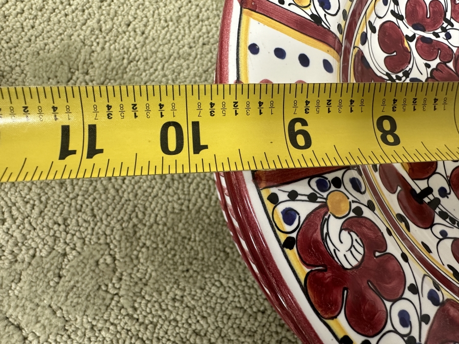 Just Added - Italian Deruta, Italy Hand Painted Ceramic (6) 10' Plates, (6) 9.5' Bowls And (1) Handled Dish [Photo 11]