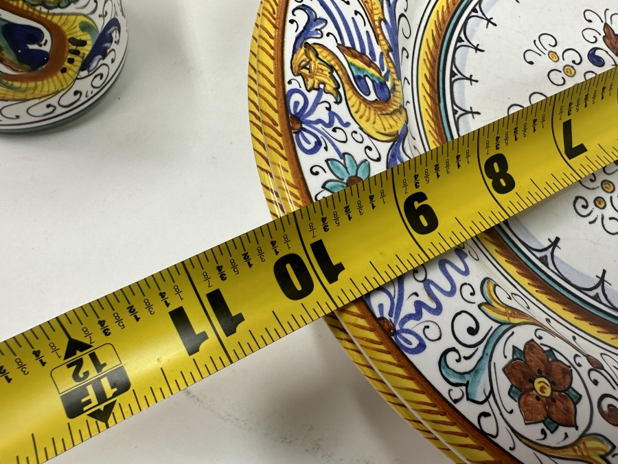 Just Added - Italian Deruta, Italy Hand Painted (4) Coffee Cups And (4) 10' Plates [Photo 7]
