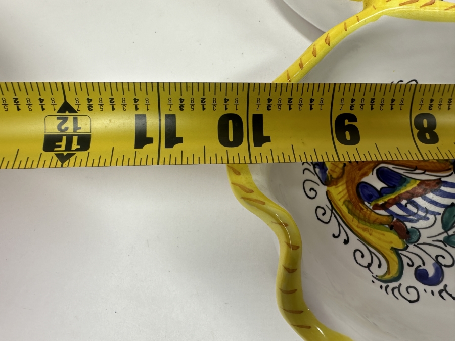 Just Added - Italian Deruta, Italy Hand Painted Divided Dish With Handle 10.25'W [Photo 6]