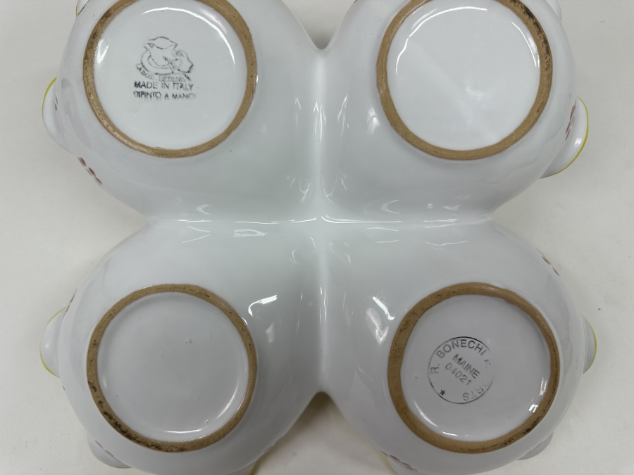 Just Added - Italian Deruta, Italy Hand Painted Divided Dish With Handle 10.25'W [Photo 4]