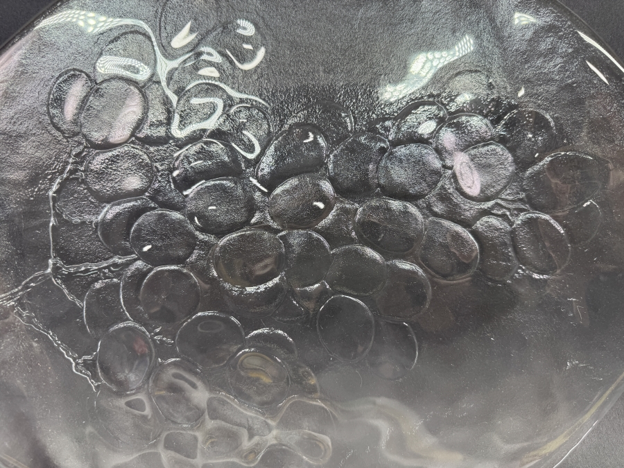 Just Added - Vintage Kosta Boda 'Grape' Platter, Swedish Art Glass Designed By Ann Wärff 15'W x 13.5'H [Photo 2]