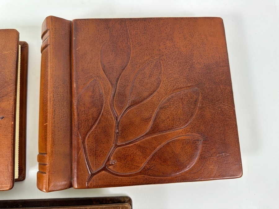 Just Added - (3) New Handmade Italian Leather Diaries Notebooks Scrapbooks By Daisy Arts 8 X 7 Retails $300+ [Photo 3]