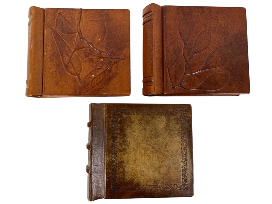 Just Added - (3) New Handmade Italian Leather Diaries Notebooks Scrapbooks By Daisy Arts 8 X 7 Retails $300+