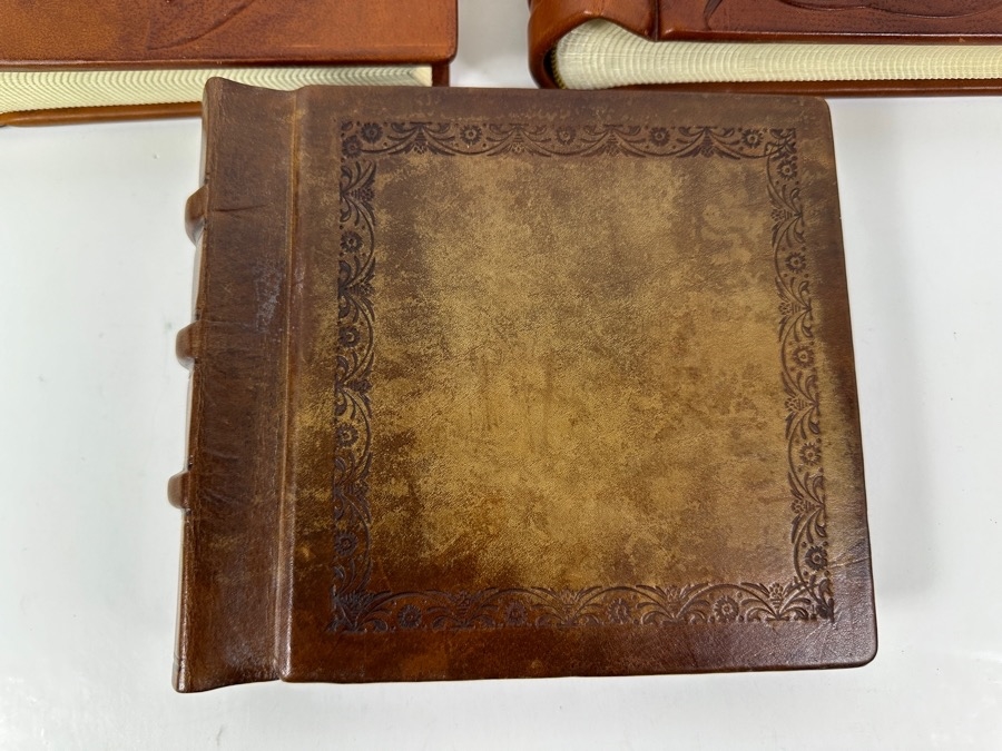 Just Added - (3) New Handmade Italian Leather Diaries Notebooks Scrapbooks By Daisy Arts 8 X 7 Retails $300+ [Photo 4]