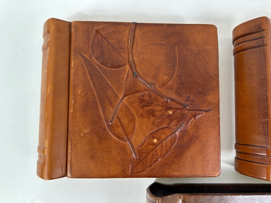 Just Added - (3) New Handmade Italian Leather Diaries Notebooks Scrapbooks By Daisy Arts 8 X 7 Retails $300+ [Photo 2]