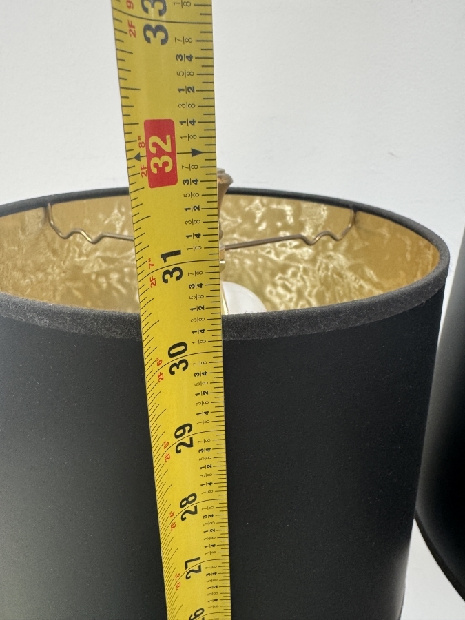 Just Added - Pair of Table Lamps with Gold Bases and Black Shades 30.5'H [Photo 4]